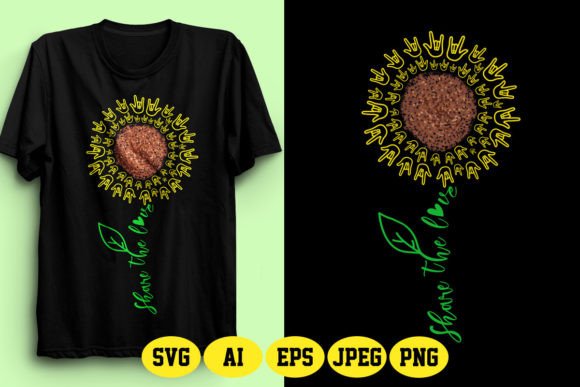 ASL Share the Love in Sunflower Design 4: A Vibrant T-Shirt Graphics Choice