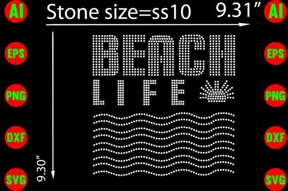 Beach Life Rhinestone Templates Design