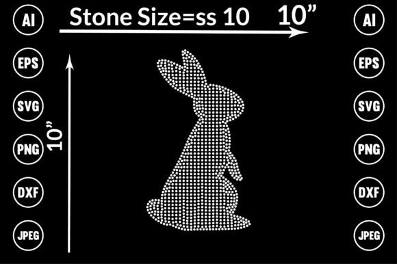 Charming Rabbits Rhinestone Design for Embroidery