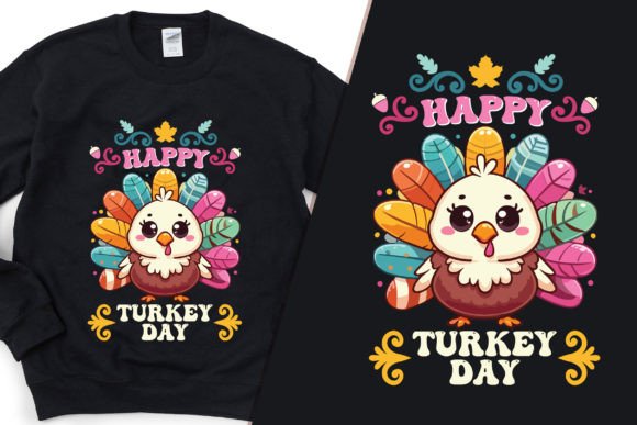 Happy Turkey Day T-Shirt Design: A Stylish Graphic Asset