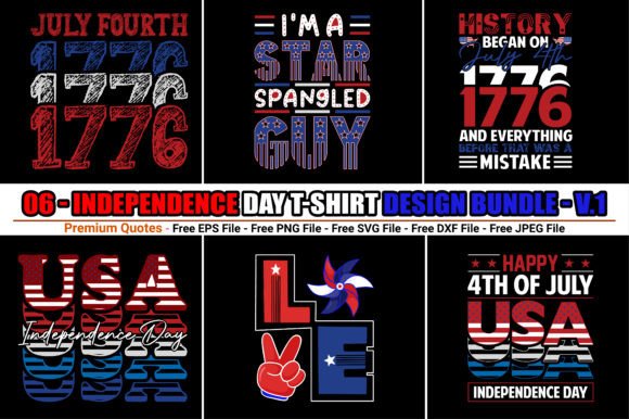 Independence Day T-shirt Design Bundle: Graphics for Creative Sellers