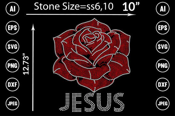 Jesus and Flower Rhinestone Design for T-Shirt Designs and Graphics
